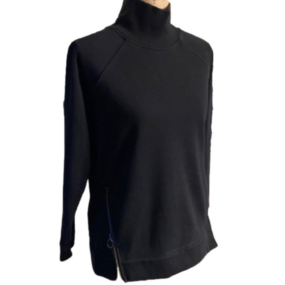 ATHLETA Black Mock-neck Zippered Sweatshirt- size XS - Picture 1 of 9